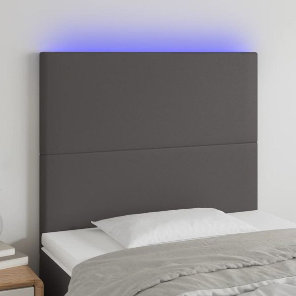 vidaXL LED Kopfteil Grau 90x5x118/128 cm Kunstleder, 3122226