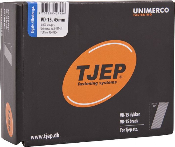 TJEP VD15 45mm Brads, verzinkt Box 3.000 Stück, Brads und Stifte, 842745