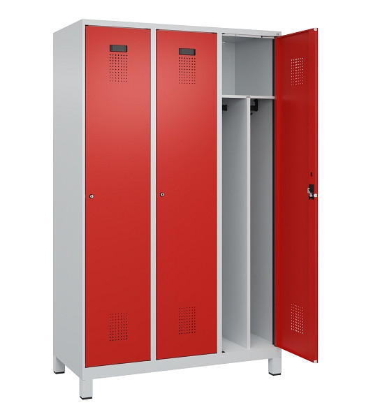C+P Spind Evolo PLUS, mit Füßen, 3 Abteile, 1950x1200x500mm, 7035/3020, Verschluss Zylinderschloss, 049010-32F S10032
