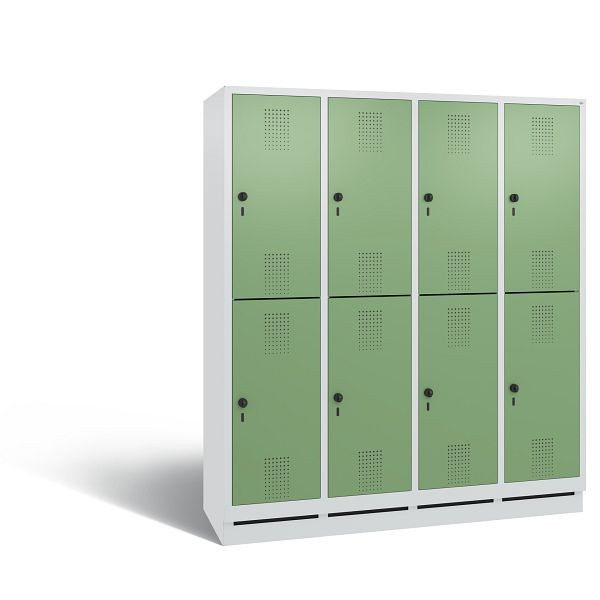C+P Spind doppelstöckig Evolo, 4 Abteile, H1800xB1590xT500 mm, Grau/Resedagrün, 48320-42 S10118