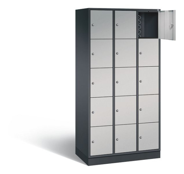C+P Schließfachschrank Intro, H1950xB920xT490mm, Farbe: Schwarzgrau / Weißaluminium, 8570-301 S10125