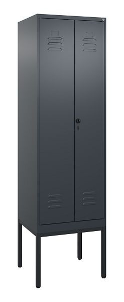 C+P Umkleidespind Classic PLUS, Doppel-Spind, Gestell, 2 Abteile, 2120x600x500mm, 7016/7016, Drehriegel, 0800327-20P S10012