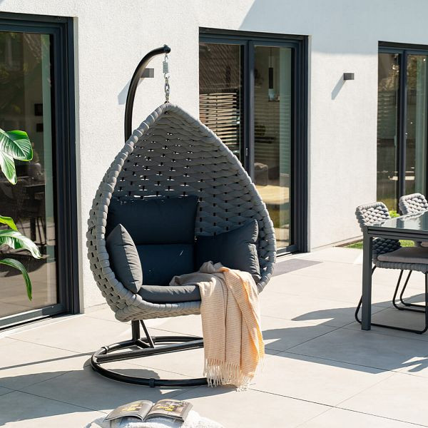 HOME DELUXE Hängesessel aus Seilgeflecht CADEIRA Hellgrau, 1-Sitzer, 73138
