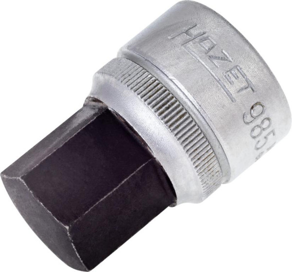 Hazet Schraubendreher-Steckschlüsseleinsatz, Vierkant hohl 12,5 mm, Innen-Sechskant Profil, 19 mm, extrakurz Mit Rändelung, 985-19