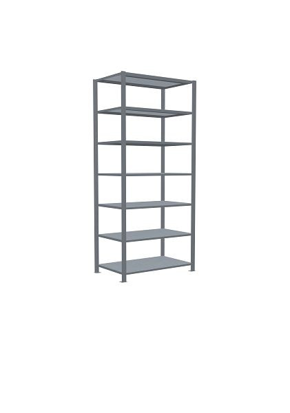 Schulte Grundregal, Büro-Steckregal MULTIplus150, 2300 x 1000 x 600 mm, 7 Fachböden, Längenriegel, verzinkt, ohne Mittelanschlag, 17767