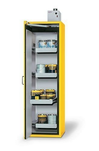 asecos Gefahrstoffschrank GA-600-4, 600 mm, 4 Auszugswannen, Tür rechts, gelb, 3023000230267