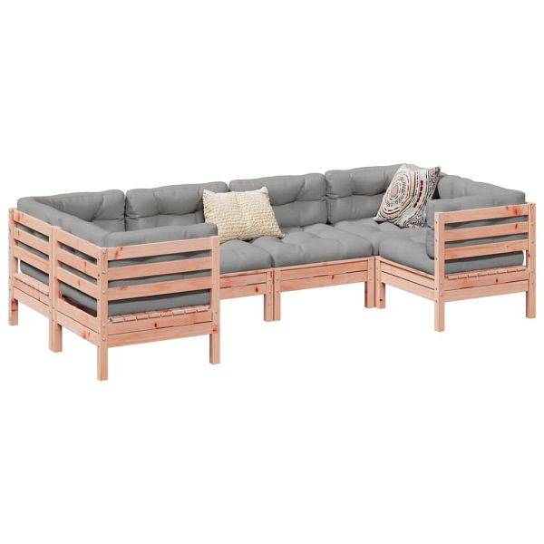 vidaXL 6-teilig Garten-Sofagarnitur mit Kissen Massivholz Douglasie, 3299612