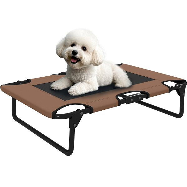 PawHut Erhöhtes Hundebett klappbar Haustierbett, Outdoor Hundeliege mit Netzdesign Kaffee Oxford 75 x 51 x 18 cm, D04-299V00CF