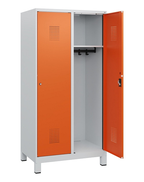 C+P Spind Evolo PLUS, Füße, 2 Abteile, 1630x800x500mm, 7035/2004, Zylinderschloss, 0490105-22 S10022