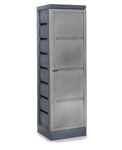 DENIOS Säure- und Laugenschrank PolyStore, Kunststoff, mit 4 Wannenböden, B 600 mm, 281505