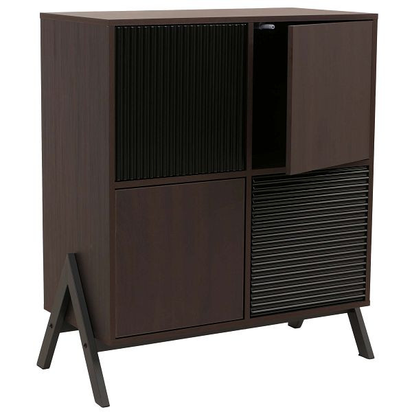 Mendler Kommode HWC-O40, Schrank Sideboard Highboard mit Türen Staufächer, MDF Metall Melamin 94x79x40cm, Walnuss-Optik, 138997+138998