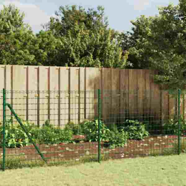 vidaXL Maschendrahtzaun mit Bodenhülsen Grün 0,8x10 m, 154096