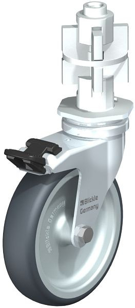 Blickle LRA-TPA 100G-FI-E07 Apparate-Lenkrolle mit Expander & Feststeller, Thermoplastisches Gummi-Elastomer, Grau, 611665