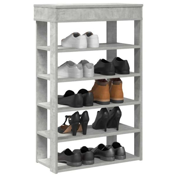 vidaXL Schuhregal Betongrau 60x30x98 cm Holzwerkstoff, 859926