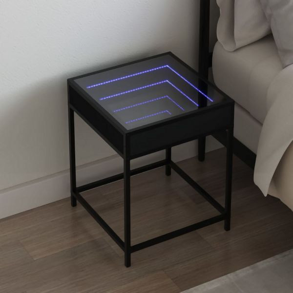 vidaXL Nachttisch mit Infinity-LED Schwarz 40x40x51 cm, 3284091