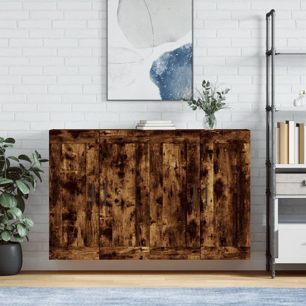 vidaXL Wandschränke 2 Stück Räuchereiche Holzwerkstoff, 3198046