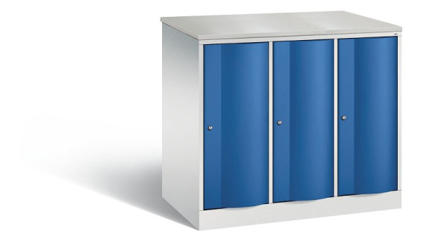 C+P Spind Resisto, 3 Abteile, H1077xB1148xT640 mm, Grau/Enzianblau/DBS Hellgrau, 8271-373 S10003