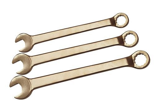 DENIOS Ringmaul-Satz, 10-teilig, gekröpft, SW 10-32 mm, Sonderbronze, für Ex-Zonen, 262672