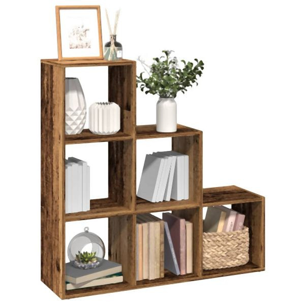 vidaXL Raumteiler-Bücherregal 3 Etagen Altholz-Optik 99x29x99 cm, 857965