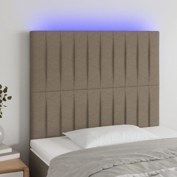 vidaXL LED Kopfteil Taupe 90x5x118/128 cm Stoff, 3122648