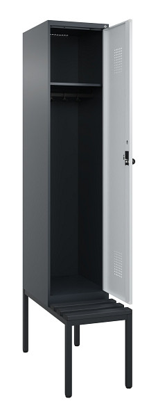 C+P Spind Evolo PLUS, 1 Abteile, 2120x400x815mm, 7016/7035, Haken 4, Drehriegel, Sitzfläche Kunststoff, Sitzbank, 0490507-12 S10071