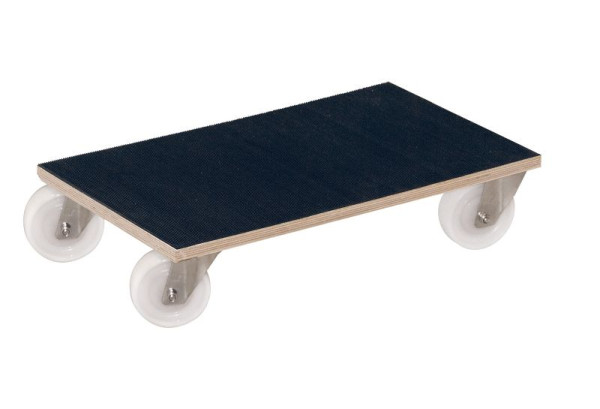 VARIOfit Möbelhund mit Kunststofflenkrollen, Außenmaße: 600x300x145mm, Radsatz: 4 Stück 100mm, beklebt mit Riefenmatte, schwarz, VE: 2 Stück, mh-951.500