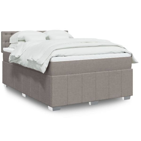 vidaXL Boxspringbett mit Matratze Taupe 160x200 cm Stoff, 3287137