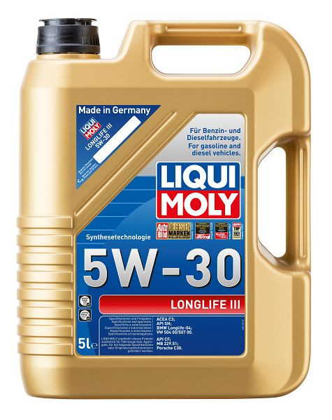 LIQUI MOLY Leichtlaufmotoröl, Longlife III 5W-30, VE: 4 Stück à 5 Liter, 20647