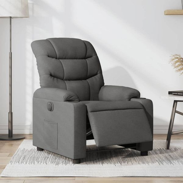vidaXL Relaxsessel Elektrisch Dunkelgrau Stoff, 3206628