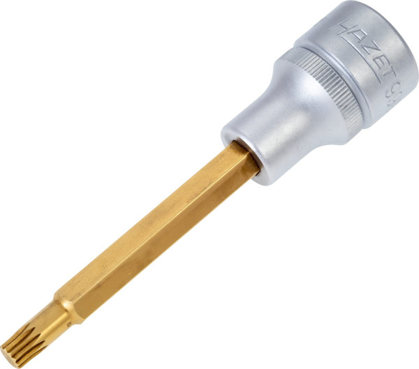 Hazet Schraubendreher-Steckschlüsseleinsatz, Vierkant hohl 12,5 mm, Innen Vielzahn Profil XZN, M6, Lange Ausführung Mit Rändelung, 990LG-6