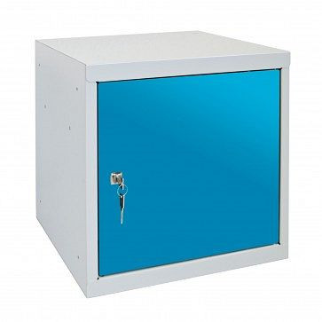 ADB Wertfach-Schließfach Zylinderschloss, Maße Korpus LxBxH 400x400x400 mm, Farbe Korpus: grau/blau, RAL 7035/5012, 41204