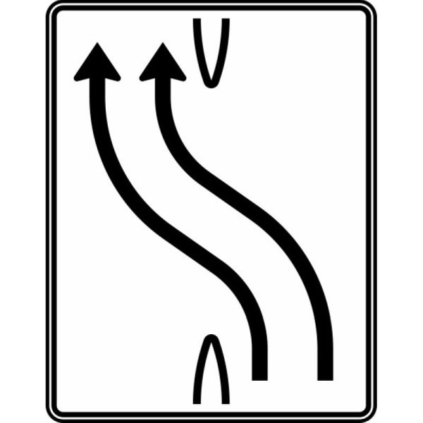 Stein HGS Überleitungstafel, zweistreifig nach links, RA1/Flachform 3mm, ohne Entfernungsangabe, 1600x1250mm, 501-11-113