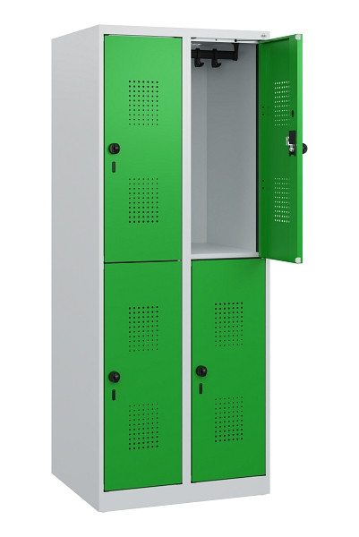 C+P Doppelstöckiger Spind Evolo PLUS, 4 Fächer, 1530x600x500mm, 7035/6037, Drehriegel, 0493005-20 S10011