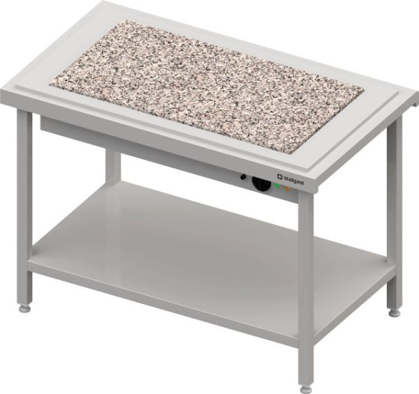 Stalgast Edelstahl Warmausgabe mit einer Wärmeplatte aus Granit 3x GN1/1, 1245x750x880, Granitabdeckung "Standard G1", CF12207