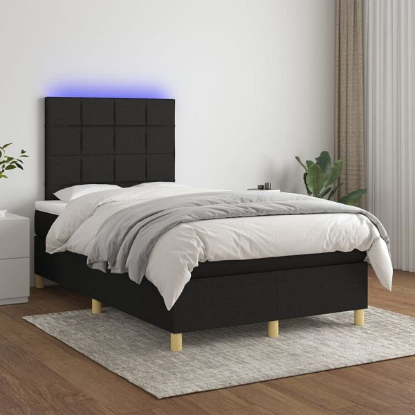 vidaXL Boxspringbett mit Matratze & LED Schwarz 120x200 cm Stoff, 3135423