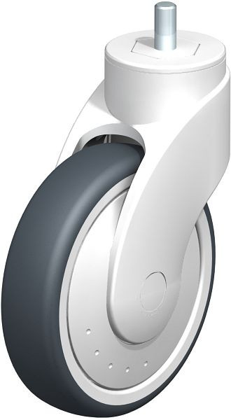 Blickle LWK-TPA 126K-FK-GS10 Kunststoff-Lenkrolle WAVE mit Gewindestift, Thermoplastisches Gummi-Elastomer, Grau, 741661
