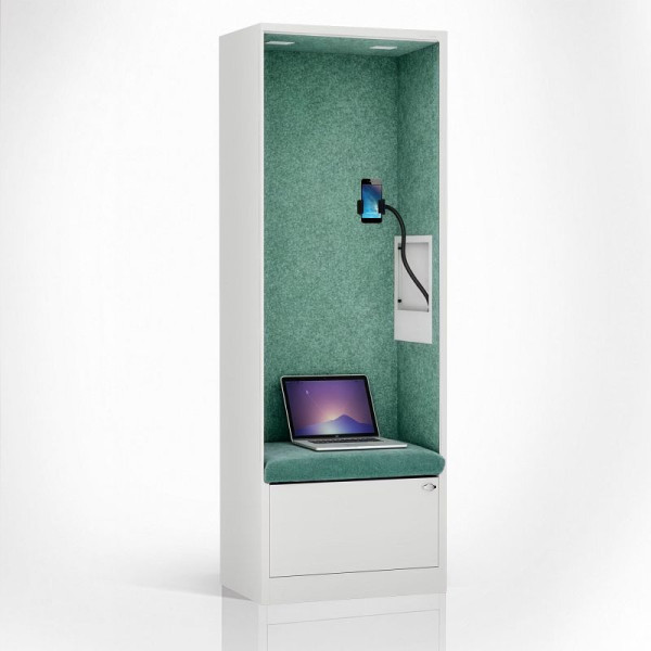 Jan Nowak Schrank mit Sitzfläche und Ruhezone SALLY MentalBox 1850 x 600 x 400 mm, Weiß, Grün, 2062