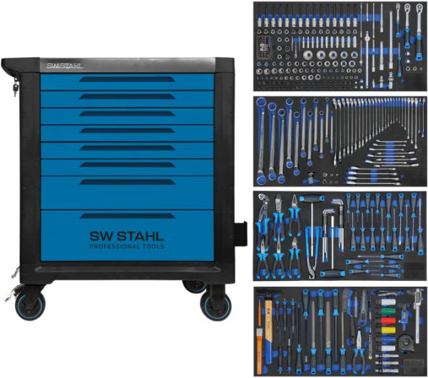 SW-Stahl Profi-Werkstattwagen TT802, blau, bestückt, 338-teilig, Z3211