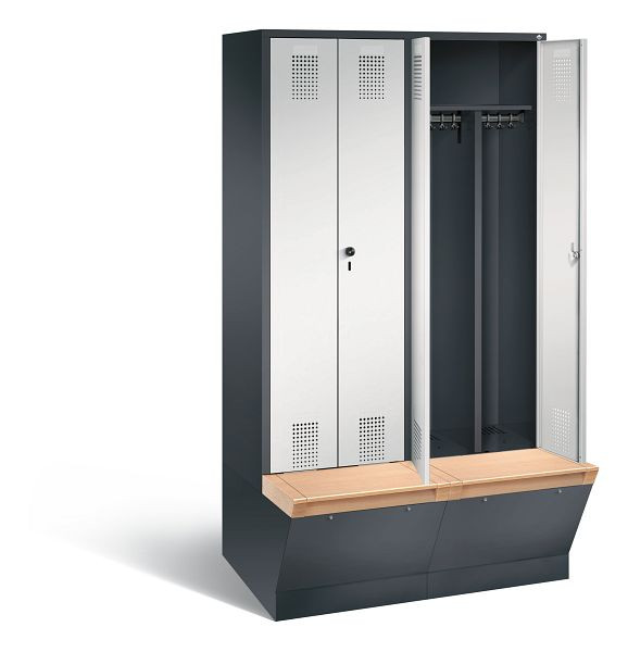 C+P Schwarz-Weiss-Spind Evolo, H2090xB1190xT815mm, Farbe: Schwarzgrau / Lichtgrau, 48056-40 S10237