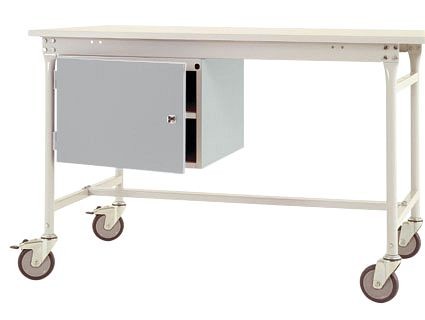 Manuflex Gehäuse-Unterbau mobil, Nutzhöhe 1 Tür und Einlegeboden mm mit alusilber ähnlich RAL 9006, für Tischtiefe 800 mm, Alusilber, ZB4733.9006