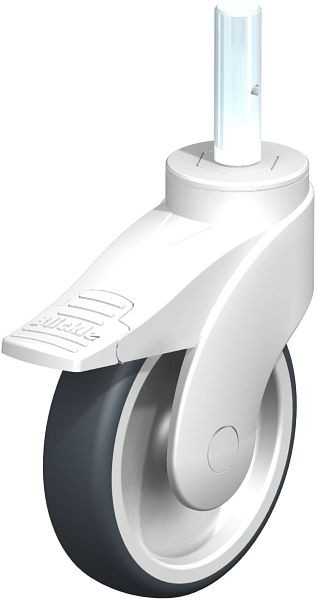 Blickle LWK-TPA 126G-FI-ZA51 Kunststoff-Lenkrolle WAVE mit Zapfen & Feststeller, Thermoplastisches Gummi-Elastomer, Grau, 747913