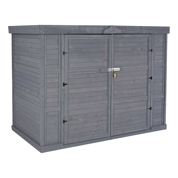 Mendler 2er-Fahrradgarage HWC-H63b, Fahrradbox Geräteschuppen Gerätehaus, abschließbar 155x205x107cm, grau, 82219+82218+82220
