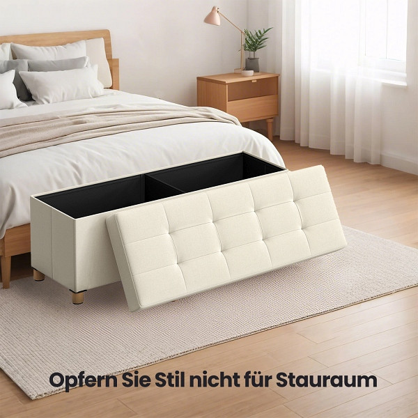 SONGMICS Ottoman Speicher, Weiß, 110x38x40 cm, LSF018W11