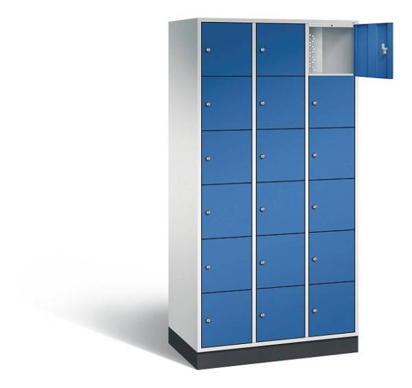 C+P Schließfachschrank Intro, H1950xB920xT490mm, Farbe: Lichtgrau / Enzianblau, 8670-301 S10024