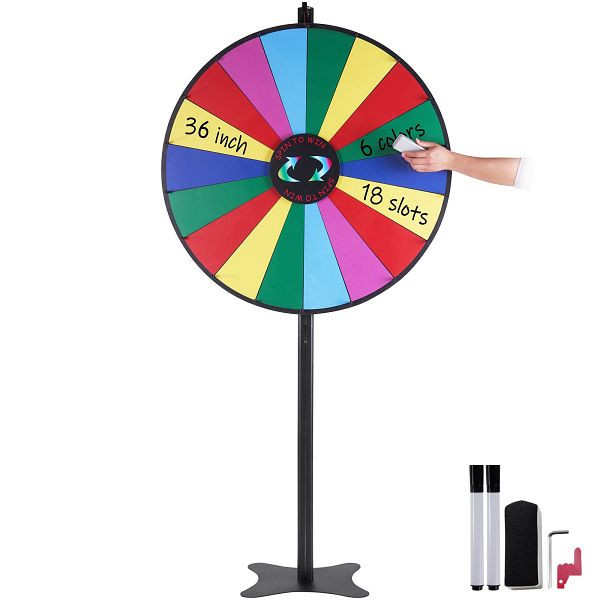 VEVOR 91 cm Glücksrad mit 18 Fächern, Rouletterad mit Trocken Abwischbarem Stift & 2 Markern, CJZLJP36YCLD348OOV0