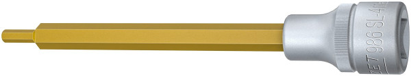 Hazet Schraubendreher-Steckschlüsseleinsatz, Vierkant hohl 12,5 mm, Innen-Sechskant Profil, 4 mm, Extralange Ausführung Mit Rändelung, 986SL-4
