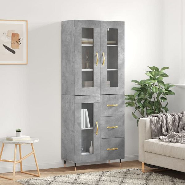 vidaXL Highboard Betongrau 69,5x34x180 cm Holzwerkstoff, 3198581