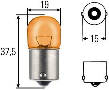 HELLA Halogen-Glühlampe, RY10W, Standard, 12V, 10W, Sockelausführung Glühlampe: BAU15s, Schachtel, 8GA 002 071-051