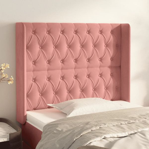 vidaXL Kopfteil mit Ohren Rosa 93x16x118/128 cm Samt, 3119957