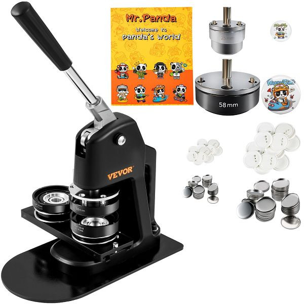 VEVOR Buttonmaschine Knopfmachermaschine 200 Stück 58 mm & 300 Stück 25 mm Abzeichenstanzpresse, DGNBJSKXZJZHS4YN6V0